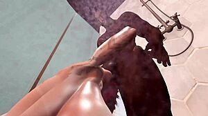 Second Life: Black Man Fucks Redhead White Woman in Shower with Monster Cock