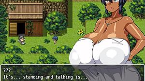 tanned natsuki strips for weird guy in hentai game