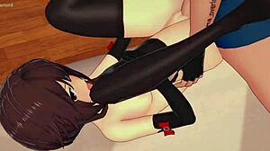 Hot Megumin craves sex in tight bikini, but will she get cum in her shaved pussy?