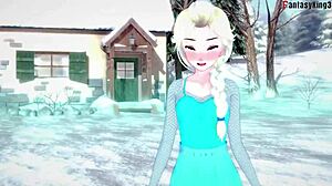 Elsa from Frozen sucking and having sex in fantasy hentai cartoon