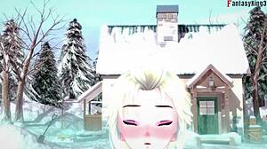 Elsa from Frozen sucking and having sex in fantasy hentai cartoon