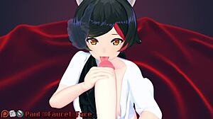 3D animated white girl sucks and licks a big cock