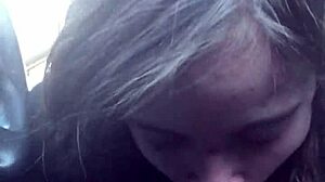 Beautiful brunette gets best friend to give blow job in the car
