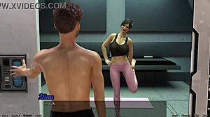 stranded in space 91 - stretching with big boobs milf