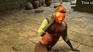 man, busty elf dominates fight and rides huge cock in 3d animation!