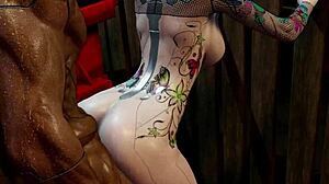 Sweet Big Breast Bald Pussy Woman Pees Everywhere While Getting Her Tight Anal Hole Fucked