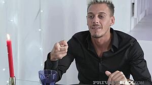 PrivateBlack Russian Katrin Tequila gets double penetrated by two big cocks in lingerie.