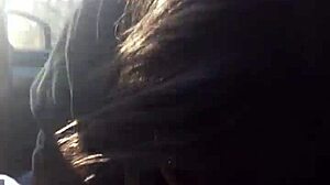 Lesbian bestie gives wild road head until she drinks it