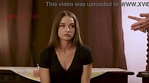 Poor teen faces harsh punishment from her strict master. She won't forget this lesson!