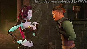 man, busty elf dominates fight and rides huge cock in 3d animation!