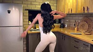 Latina nympho with big ass moans in doggy style, riding cock to orgasm, cum covered in pov homemade porn