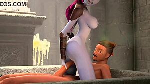 man, busty elf dominates fight and rides huge cock in 3d animation!