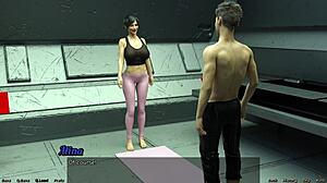 stranded in space 91 - stretching with big boobs milf