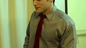 Hot guys sneak a wild hookup in gay office parody at DisruptiveFilms 😜