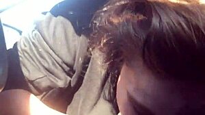 Lesbian bestie gives wild road head until she drinks it