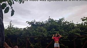 Teen Anime Solo Fun in Public Forest