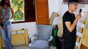 Hot neighbor receives bareback anal from amateur guy