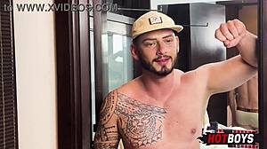 Muscular Amateurs Kissing and Assfucking at Friends' House