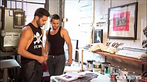 A model with a piercing gets it hard in a three woman and one man scene