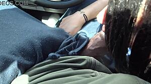 Swinger wife deepthroats big black cock by husband's house