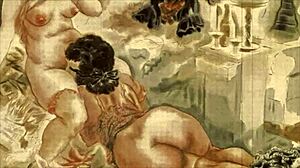 Vintage Erotic Illustration Showcasing Retro Anime Style in Detailed Classic Scenes