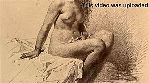 Raw vintage erotic illustration with bold lines