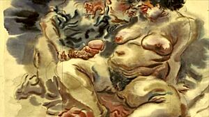 Vintage Erotic Illustration Showcasing Retro Anime Style in Detailed Classic Scenes