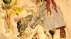 Vintage Erotic Illustration Showcasing Retro Anime Style in Detailed Classic Scenes