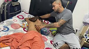 Pretty blonde gets a steamy massage from her stepbrother