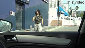 Swinger wife deepthroats big black cock by husband's house