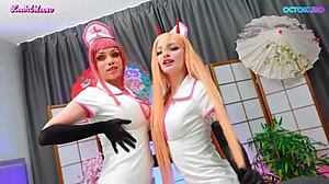 Horny Nurses Makima and Power Play With Toys