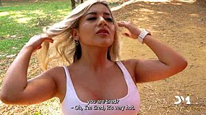 Horny neighbor's big tits bounce in outdoor sex!