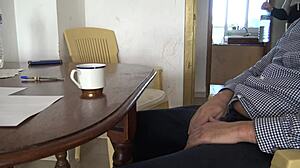 Pregnant stepsis catches me jerking off and loves it