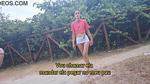 Teen Anime Solo Fun in Public Forest