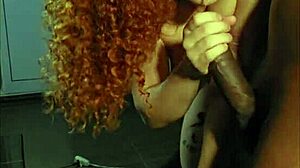 Red-haired amateur gives financial and oral pleasure to a black player