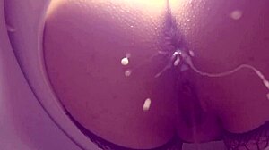 Toilet cam captures mature bbw in outdoor anal milk enema