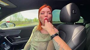 Amateur Swallows Driver's Sperm After Deepthroat