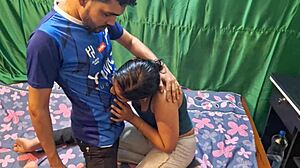 Desi boy strips beautiful blonde lady and fucks her pussy! Hanif and adori