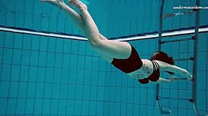 dashka looks stunning by the swimming pool