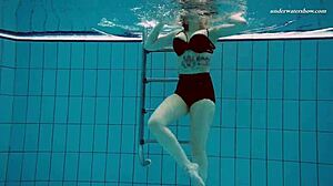 dashka looks stunning by the swimming pool