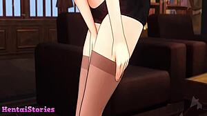 Yo, she's using her mouth for wild hentai game play