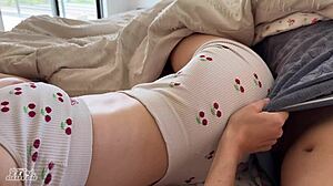 Redhead girlfriend craves early morning creampie with Spanish subtitles