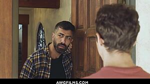 hot taboo gay sex scene with hairy kissing and big cock blowjob