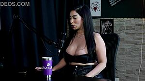 Gay fetish Amy Yamaguchi's sheer red outfit in group sex