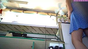 Watch this sexy blonde step sister get upskirted on voyeur camera at work part 17