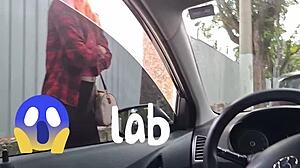 Risky public handjob for student on the street