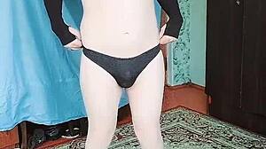 Blue Dress Crossdresser Shows Off Sexy Twink Booty