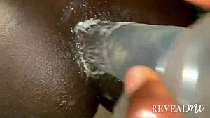 African Gay Man Spreads Ass for Dildo Play and Partner's Cumshot