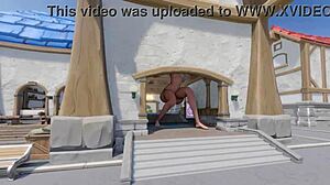 Mercy Towers Over Blizzard World Spawn in Kinky Crossdressing Scene