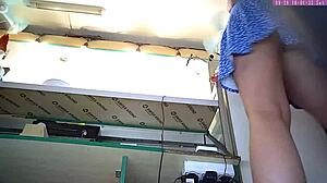 Watch this sexy blonde step sister get upskirted on voyeur camera at work part 17